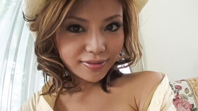 Akane Hotaru displaying her titties and buffing her pussy